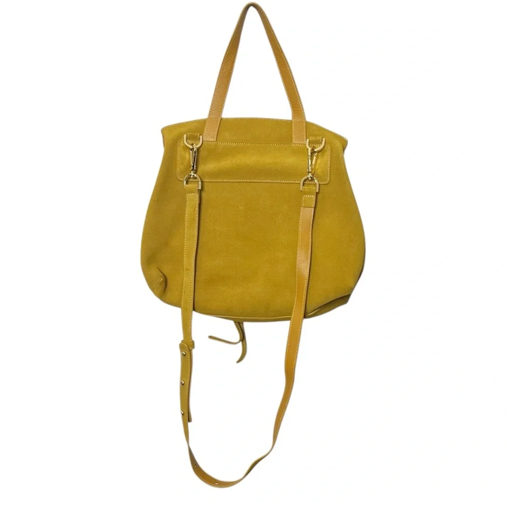 Mansur Gavriel Lady Bag Mustard Yellow Suede Structured Flap Crossbody Top Handl